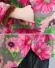 Artistic Retro Velvet Floral Printed Zipper Hooded Long Sleeves Outwear