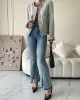 Fashion Long Sleeves Loose Buttoned Round-Neck Outerwear