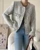 Fashion Long Sleeves Loose Buttoned Round-Neck Outerwear