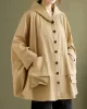 Loose Solid Color Buttoned Hooded Long Sleeves Trench Coat