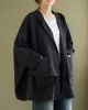 Loose Solid Color Buttoned Hooded Long Sleeves Trench Coat