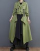 Loose Long Sleeves Drawstring Split-Joint Lapel Trench Coats