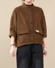 Vintage Long Sleeves Loose Buttoned Solid Color High-Neck Outerwear