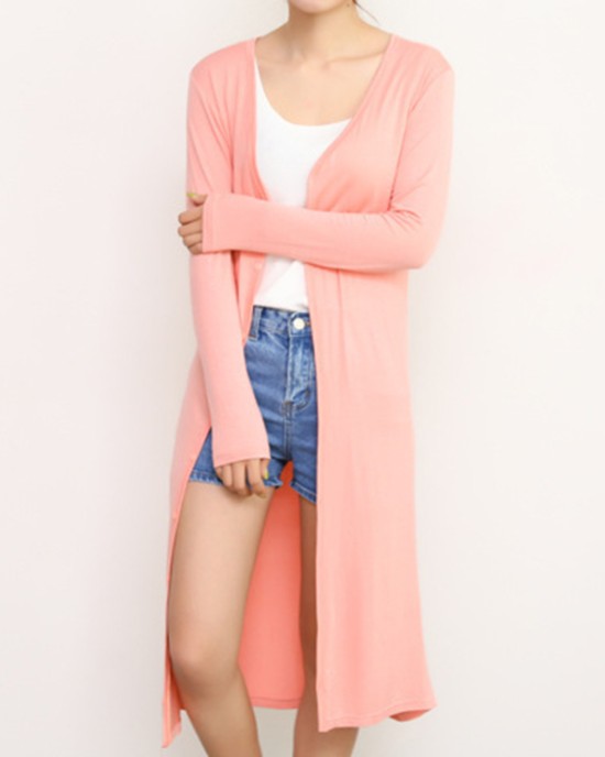 Casual Loose Long Sleeves Solid Color Outerwear