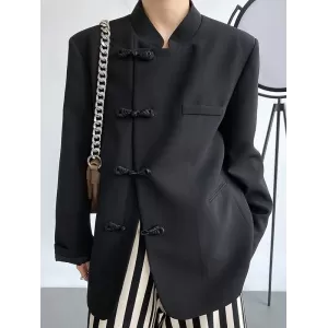 Vintage Loose Black White Buttoned Blazer