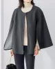 Casual Loose Solid Color Round-Neck Cape Outerwear