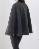 Casual Loose Solid Color Round-Neck Cape Outerwear