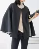 Casual Loose Solid Color Round-Neck Cape Outerwear