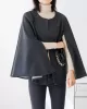 Casual Loose Solid Color Round-Neck Cape Outerwear