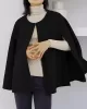 Casual Loose Solid Color Round-Neck Cape Outerwear