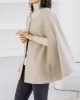 Casual Loose Solid Color Round-Neck Cape Outerwear