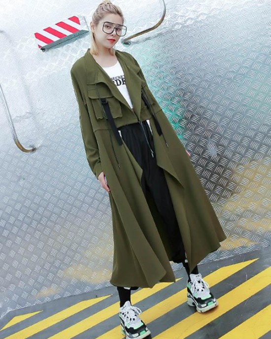 Light Loose Solid Trench Coat