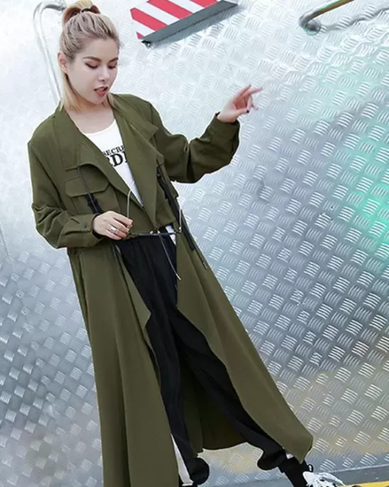 Light Loose Solid Trench Coat