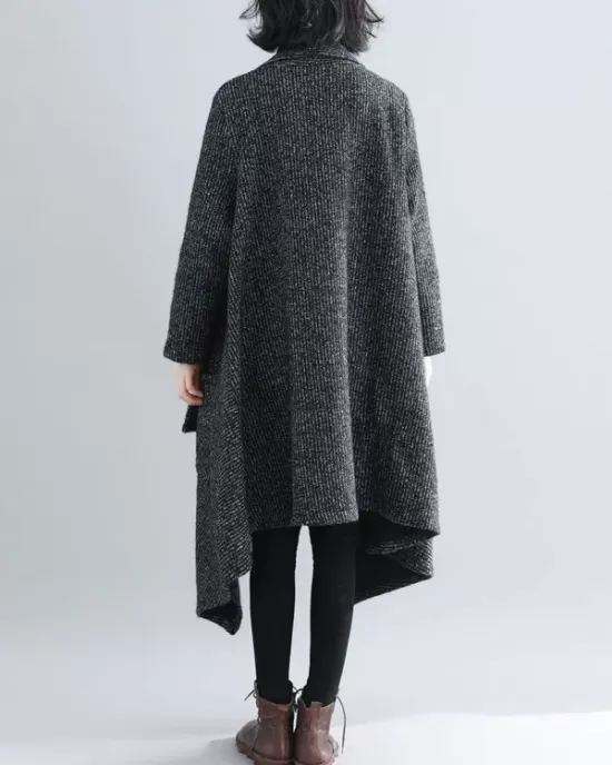 Thicken Gray Long Sleeve Coat Outerwear