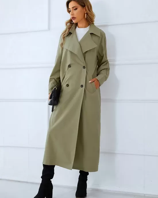 Loose Buckle Solid Color Lapel Collar Coat