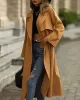 Casual Lace-Up Solid Lapel Collar Coat