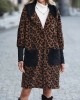 Casual Loose Leopard Patchwork Lapel Collar Coat