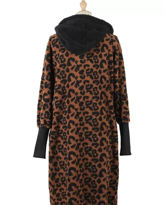 Casual Loose Leopard Patchwork Lapel Collar Coat