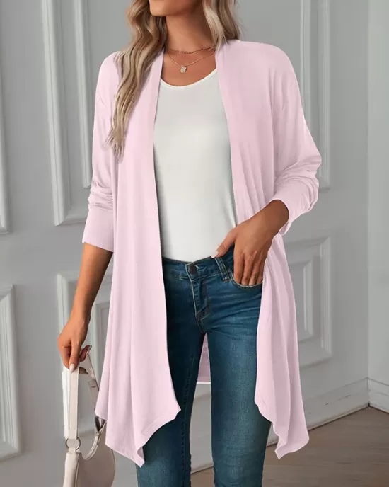 Solid Color Long Sleeves Loose Statement Collar Outerwear