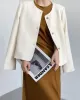 Original Creation Long Sleeves Loose Buttoned Solid Color Round-Neck Outerwear