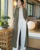 Artistic Retro Loose Simple Casual Solid Color Ramie Trench Coat