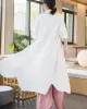 Artistic Retro Loose Simple Casual Solid Color Ramie Trench Coat