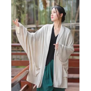 Casual Loose Batwing Sleeves Solid Color Outerwear