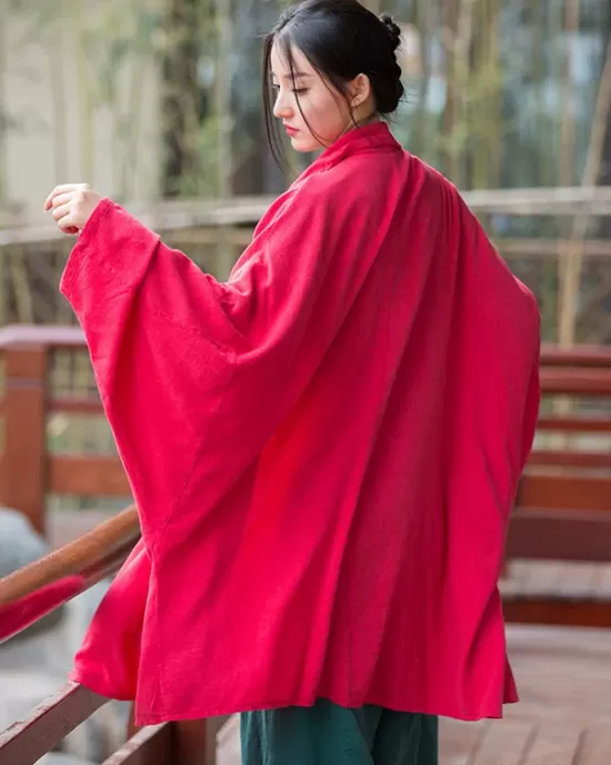 Casual Loose Batwing Sleeves Solid Color Outerwear