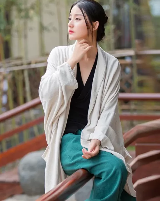 Casual Loose Batwing Sleeves Solid Color Outerwear