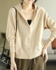 Casual Long Sleeves Loose Buttoned Solid Color Hooded Knitting Outerwear