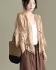 Seven-Quarter Sleeves Crochet Hollow Solid Color Outerwear