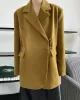 Urban Long Sleeves Loose Solid Color Pin Lapel Collar Suit Outerwear