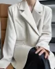 Urban Long Sleeves Loose Solid Color Pin Lapel Collar Suit Outerwear