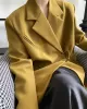 Urban Long Sleeves Loose Solid Color Pin Lapel Collar Suit Outerwear