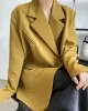 Urban Long Sleeves Loose Solid Color Pin Lapel Collar Suit Outerwear