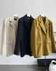 Urban Long Sleeves Loose Solid Color Pin Lapel Collar Suit Outerwear