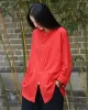 Soft Red Ramie Cotton Blouse Outwear