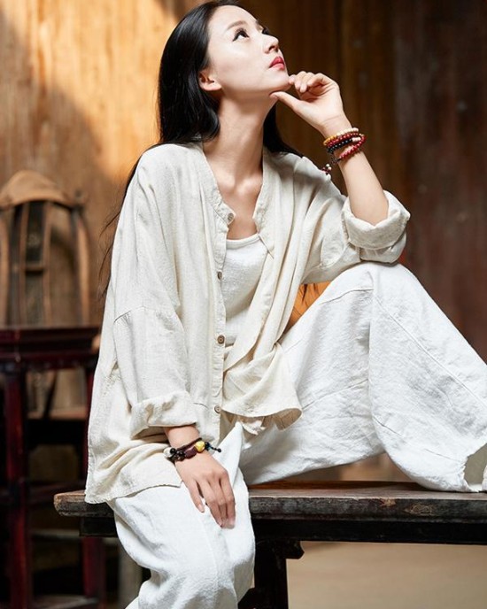 Soft Beige Ramie Cotton Blouse Outwear