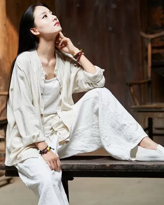 Soft Beige Ramie Cotton Blouse Outwear