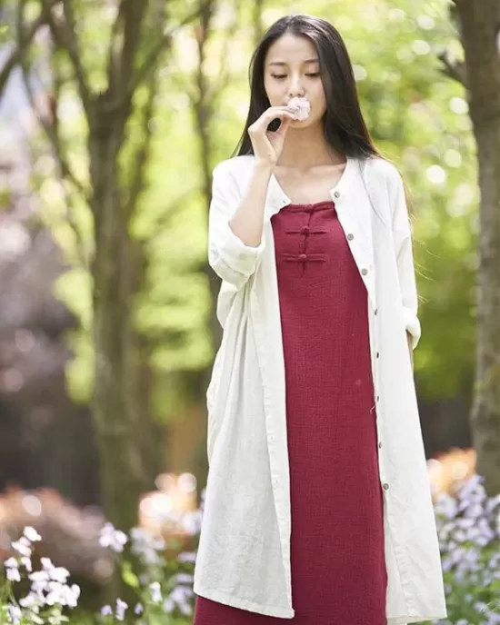 Soft White Ramie Cotton Linen Cover-up Cardigan