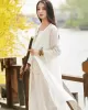 Soft White Frog Ramie Cotton Linen Outwear Cardigan