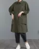 Casual Loose Solid Color Buttoned Lapel Collar Long Sleeves Trench Coat