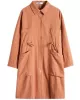 Casual Loose Solid Color Buttoned Lapel Collar Long Sleeves Trench Coat