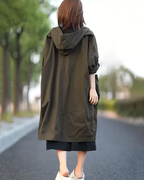 Original Solid Hooded Long Sleeve Outerwear&Coat