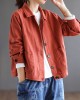 Vintage Loose Long Sleeves Buttoned Solid Color Lapel Collar Outerwear