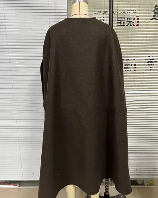 Simple Sleeveless Solid Color Round-Neck Cape Outerwear