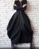 Split-Joint Zipper Round-Neck Maxi Dress Coat Bubble Dress