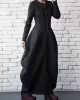 Split-Joint Zipper Round-Neck Maxi Dress Coat Bubble Dress