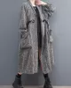 Drawstring Pockets Long Sleeves Loose Lapel Trench Coats