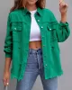 Fringed Pockets Long Sleeves Loose Lapel Outerwear